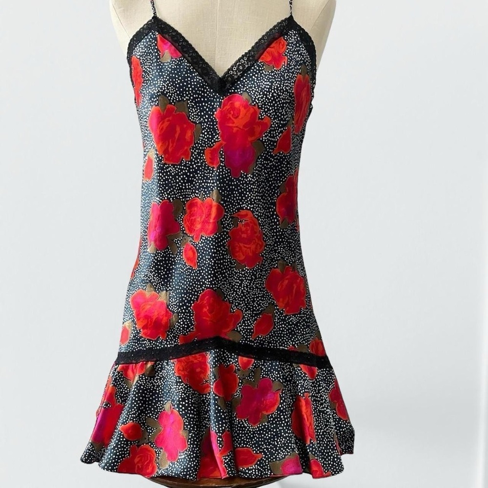 90s Victoria’s Secret Polkadot Rose Vintage Slip Dress Nightie